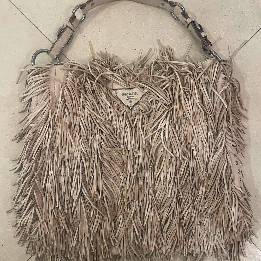 Prada Beige Fringe Shoulder Bag